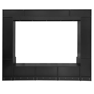 English Elm VIBE Luxury 98.4" Wall Unit Entertainment Center with Bookshelves, Tempered Glass Cabinets & Shelves Black SJ000150AAB