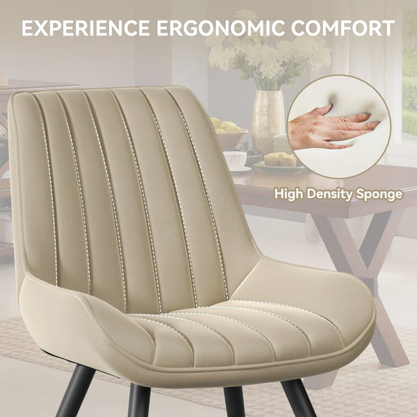 English Elm Modern Dining Chairs Set Of 2 - Plush Upholstered Kitchen Side Chairs With Metal Legs, Beige Elegance T3950P394354