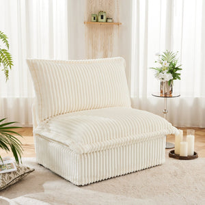English Elm Koala Armless Chenille Sofa Deep Seat Wraparound Pillows for Modern Living Rooms W3041P240122