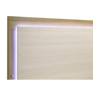 English Elm Pierce Eastern King Panel Bed with Led Lighting and Gloss Diamond Embossed Headboard B062S01563