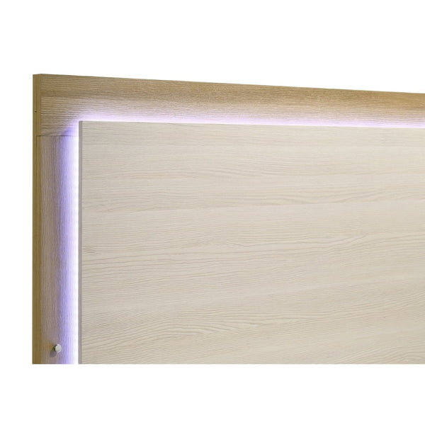 English Elm Pierce Eastern King Panel Bed with Led Lighting and Gloss Diamond Embossed Headboard B062S01563