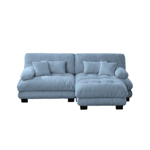 English Elm Cloud Couch Sectional Sofa - Luxurious Chenille 2-Seater With Pillows, Convertible Ottoman & More! W714S01080
