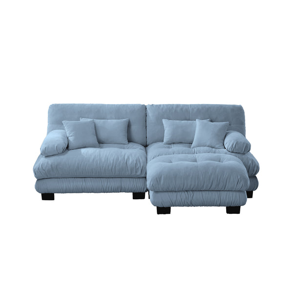 English Elm Cloud Couch Sectional Sofa - Luxurious Chenille 2-Seater With Pillows, Convertible Ottoman & More! W714S01080