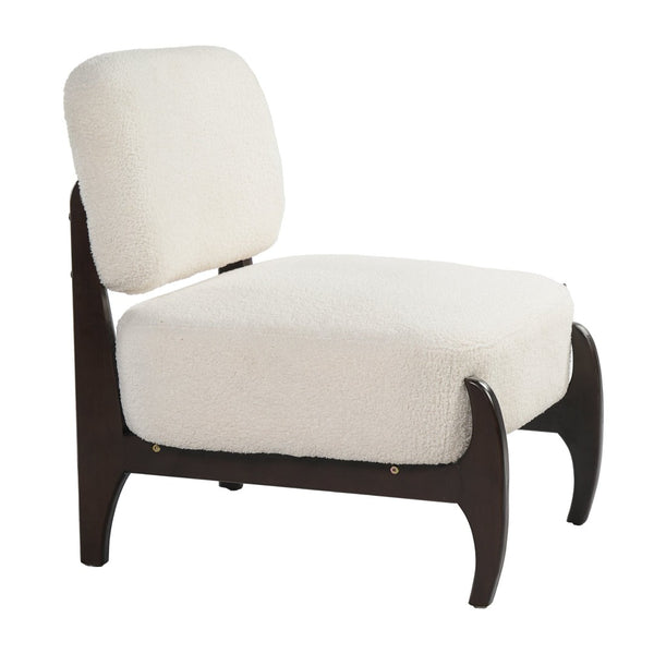 English Elm 26" Boucle Lounge Chair Solid Wood Frame Woven Texture Minimalist Seat for Any Room Beige N767P408732B