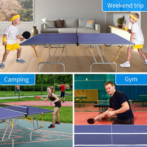 English Elm 8ft Foldable Ping Pong Table Aluminum Frame Indoor Game Set with Paddles Net Balls W1408P155353