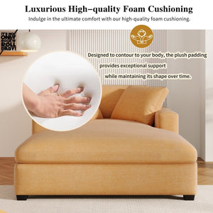 English Elm Mirod Oversized Chaise Lounge with Birch Legs Pillow Back Polyester Upholstered Seating Yellow N760P196662Y