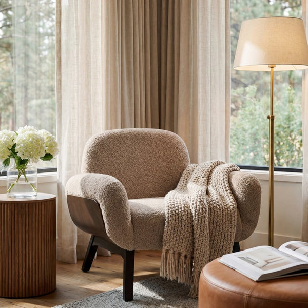 English Elm Audrey Wrap Around Accent Armchair Solid Wood Frame Cushioned Scandinavian Reading Nook N776P291712C