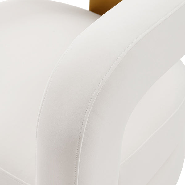 English Elm Amirah Velvet Lounge Chair White — Luxurious Velvet, Brushed Gold Legs, Pine Frame, 440 lb Capacity, Ready-Use B365P397990