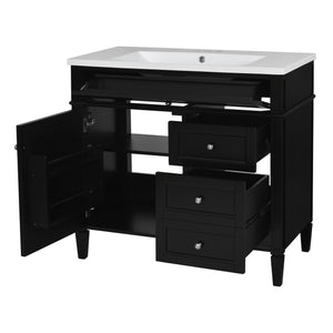 English Elm 36'' Modern Bathroom Vanity With Top Sink, Elegant Storage Cabinet & 2 Drawers For Small Spaces N710S136004B