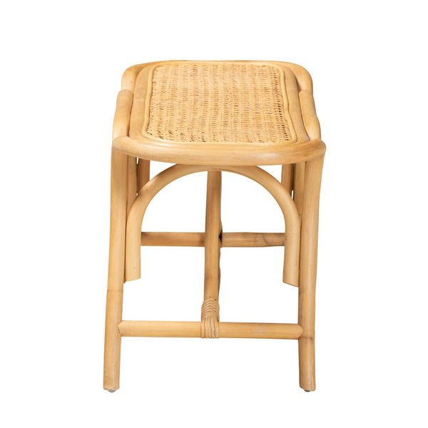 English Elm Modern Rattan Oval Bench Hand Woven Accent Seat for Bohemian Entryway Decor B2750P467673