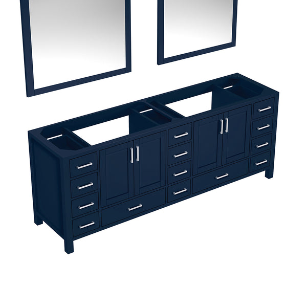 English Elm Navy Double Bath Vanity 84" W x 22" D with Two 34" Mirrors, 14 Drawers, Ample Wood Storage, Ready B2731S00566