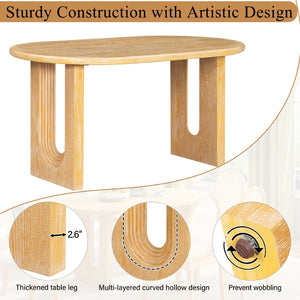 English Elm Trexm Farmhouse Oval Dining Set Seats Six with Rattan Back Chairs Oak Veneer Table Beige,Natural ST000157AAD