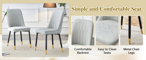 English Elm Table and Chair Set Round Tempered Glass Top Gold X Base with 4 Pu Dining Seats W1151S04839