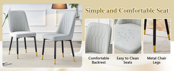 English Elm Table and Chair Set Round Tempered Glass Top Gold X Base with 4 Pu Dining Seats W1151S04839