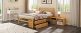 English Elm Full Size Wood Platform Bed With Removable Storage Shelves, Built-In Two Storage Drawers For Added Convenience, Natural