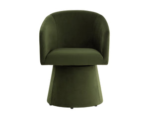 Sunpan ETTA Swivel Dining Armchair - Stylish Moss Green Upholstered Chair for Comfort & Versatile Use 111767