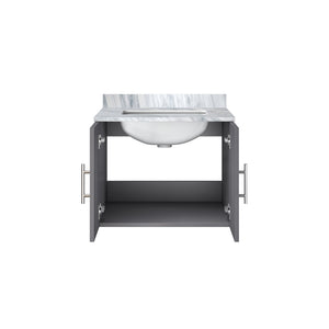English Elm Dark Grey Bath Vanity With Carrara Marble Top, Soft-Close Doors & Stylish Storage For Modern Bathrooms B2731P258553