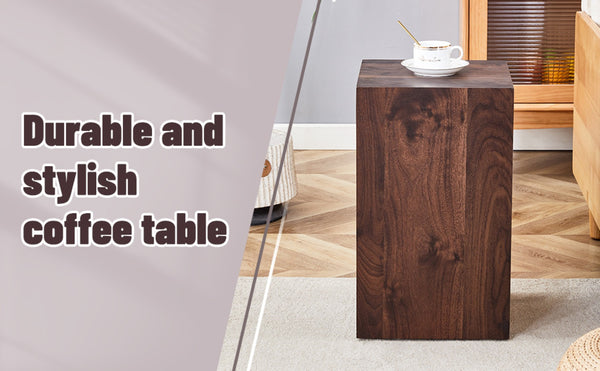 English Elm 12x12x20 Walnut Grain Mdf Accent Pedestal Table for Modern Living Room Decor W1151P408853