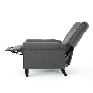 English Elm Christopher Knight Home® - Manual Charcoal Push Back Recliner — Compact Fabric Seat, Plush Support, Space-Saving Comfort for Homes 61369.00CCL