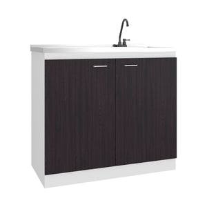 English Elm Extremo White Kitchen Pantry Cabinet with Twin Doors and Three Interior Shelves B128S00251