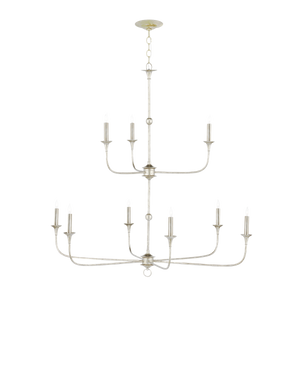 Currey & Company Nottaway Two-tier Champagne Chandelier - Elegant Silver Finish, Adjustable Height, Perfect For High Ceilings Silver Wrought Iron 9000-1313-currey-company