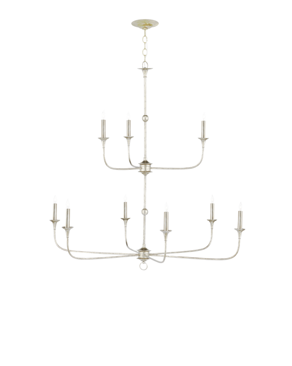 Currey & Company Nottaway Two-tier Champagne Chandelier - Elegant Silver Finish, Adjustable Height, Perfect For High Ceilings Silver Wrought Iron 9000-1313-currey-company