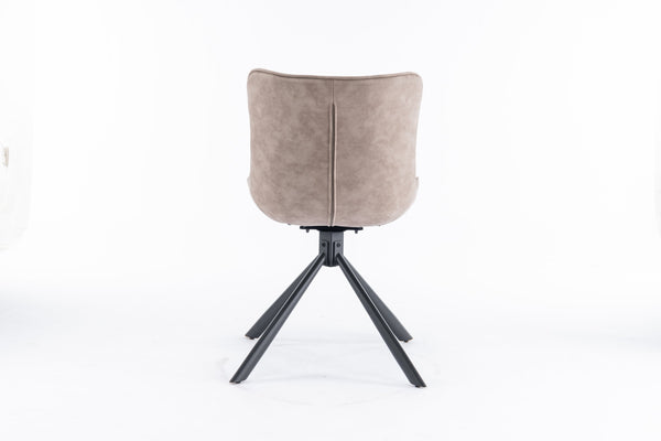 English Elm Mid-Century Modern Tufted Swivel Dining Chairs (Set Of 2) - Beige Faux Leather With Metal Legs T3903P405994