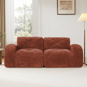 English Elm 2-seater Tufted Velvet Cloud Sofa Frameless High Density Foam Retro Luxe Living Room Red W714P387019