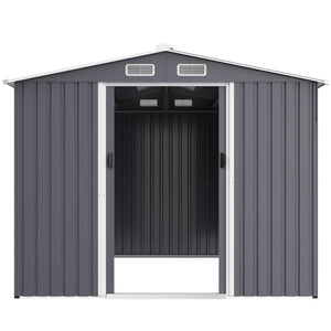 English Elm Outdoor Galvanized Steel Storage Shed 8x12 Ft with Sliding Doors and Air Vent W2911S00005