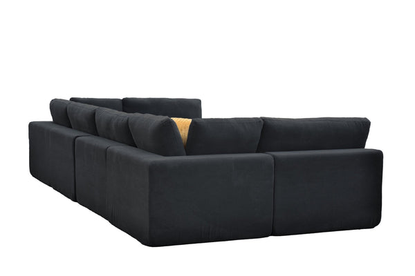 English Elm Coffee Bean Textured Modular Sectional Sofa with Toss Pillows for Modern Living Rooms Dark Gray B2748S00087