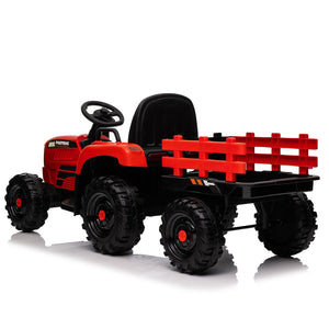 English Elm Ride on Electric Tractor Toy with Trailer 24v 400w Dual Motors Remote Control Led Red W1578P194696