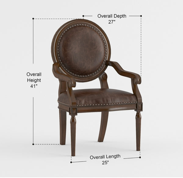 English Elm Formal Aldermont Traditional Armchair in Dark Brown Faux Leather with Nailhead Trim & Solid Wood Frame B011P287556