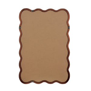 English Elm Black Walnut Solid Wood Wavy Frame Mirror Sculptural Bohemian Accent for Any Room W2203P455232