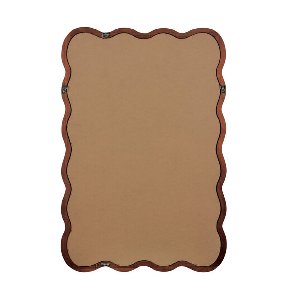 English Elm Black Walnut Solid Wood Wavy Frame Mirror Sculptural Bohemian Accent for Any Room W2203P455232