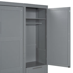 English Elm Queen Murphy Wall Bed with Wardrobe Drawers and Shelves for Studio or Guest Room Gray LP000865AAE-1