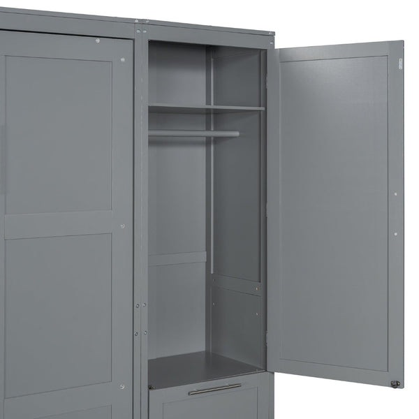 English Elm Queen Murphy Wall Bed with Wardrobe Drawers and Shelves for Studio or Guest Room Gray LP000865AAE-1