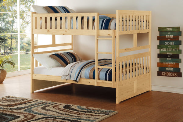 English Elm Bunk Bed Twin Over Full Solid Pine Frame with Guard Rails for Youth Bedroom B011S02411