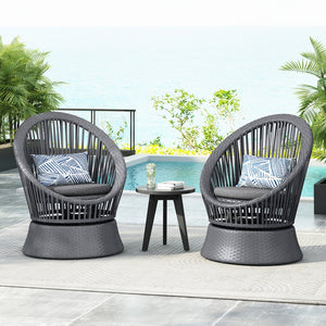 English Elm Christopher Knight Home® - [Set Of 2] Stylish Gray Swivel Wicker Lounge Chairs With Plush Cushions For Indoor And Outdoor Relaxation N767P237032B_2