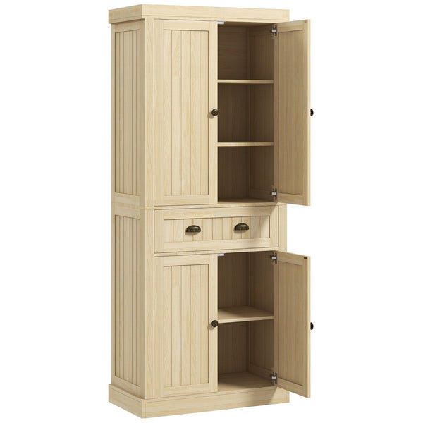 English Elm Homcom 72" Farmhouse Kitchen Pantry Cabinet With Adjustable Shelves, Soft-Close Doors & Drawer Storage P2 W2225P229079-GIGA