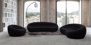 VIG Furniture Divani Casa Yolonda - Modern Curved Black Fabric Sofa Set VGEV-2126C-SET-BLK