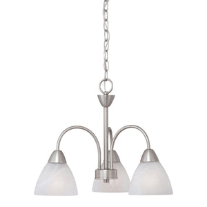 Thomas Lighting Tia Three Light Chandelier with Frosted Glass Shades for Dining and Kitchen Nickel 17.75 inches 190005117
