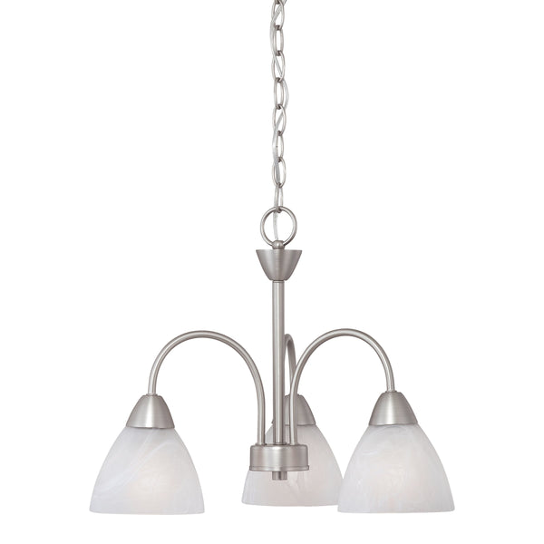 Thomas Lighting Tia Three Light Chandelier with Frosted Glass Shades for Dining and Kitchen Nickel 17.75 inches 190005117
