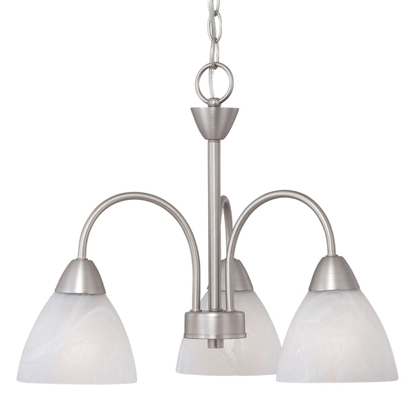 Thomas Lighting Tia Three Light Chandelier with Frosted Glass Shades for Dining and Kitchen Nickel 17.75 inches 190005117
