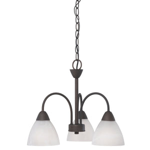 Thomas Lighting Tia Three Light Chandelier with Frosted Glass Shades for Dining and Kitchen Bronze 17.75 inches 190005763