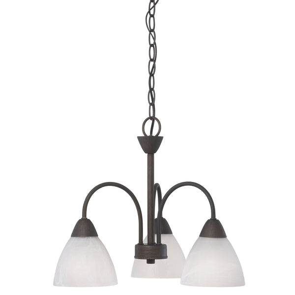 Thomas Lighting Tia Three Light Chandelier with Frosted Glass Shades for Dining and Kitchen Bronze 17.75 inches 190005763