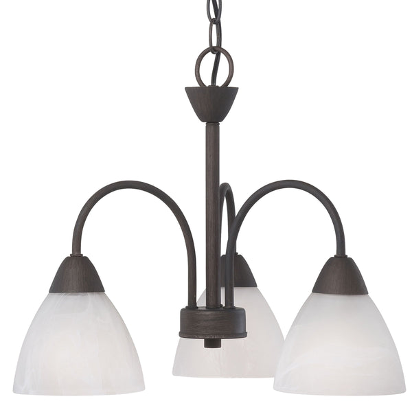 Thomas Lighting Tia Three Light Chandelier with Frosted Glass Shades for Dining and Kitchen Bronze 17.75 inches 190005763