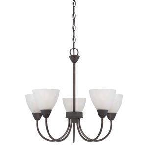 Thomas Lighting Tia Three Light Chandelier with Frosted Glass Shades for Dining and Kitchen Bronze 22.5 inches 190006763