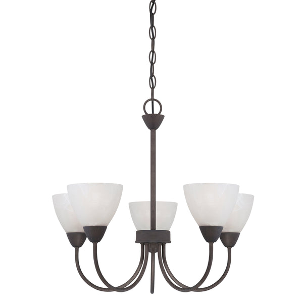 Thomas Lighting Tia Three Light Chandelier with Frosted Glass Shades for Dining and Kitchen Bronze 22.5 inches 190006763