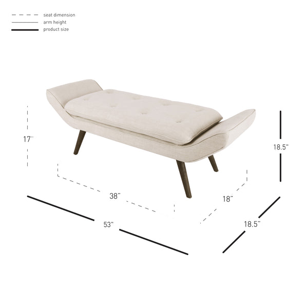 New Pacific Direct Newcastle Tufted Bench – Stylish Mid-century Design For Bedroom, Foyer, Or Living Room Decor Flax 18% Polyester,15% Cotton,15% Linen,52% Viscose 1900099-f-npd