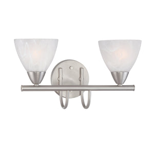 Thomas Lighting Tia 2-Light Vanity Fixture with Frosted Glass Shades and Slim Metal Arms Nickel 15.75 inches 190016117